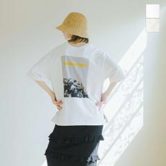 ホワイト Tシャツ whyto  コットン 2way フォトプリント Tシャツ “2WAY PRINT TEE MOMENT” wht25hbl4064 