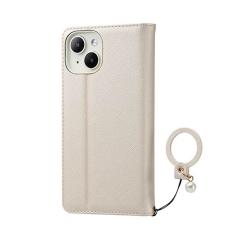 �G���R�� iPhone 15 �p �\�t�g���U�[�P�[�X �蒠�^ ���Εt �����O�t �J�o�[ �z���C�g��PM-A23APLFJM2WH