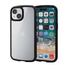 �G���R�� iPhone 15 �p TOUGH SLIM LITE �t���[���J���[ �w�ʃN���A �X�g���b�v�V�[�g�t�� �u���b�N��PM-A23ATSLFCBK