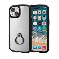 �G���R�� iPhone 15 �p TOUGH SLIM LITE �t���[���J���[ �����O�t �w�ʃN���A �u���b�N��PM-A23ATSLFCRBK