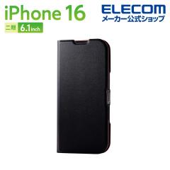 �G���R�� iPhone16 �p �\�t�g���U�[�P�[�X ���^ ���Εt �X�}�z �\�t�g���U�[ �P�[�X �J�o�[ �u���b�N��PM-A24APLFUBK