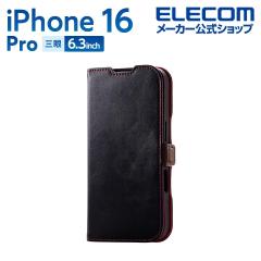 �G���R�� iPhone16 Pro �p �\�t�g���U�[�P�[�X ���Εt �ϏՌ� �X�e�b�` �X�}�z �\�t�g���U�[ �P�[�X �J�o�[ �u���b�N��PM-A24CPLFYBK