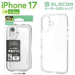 �G���R�� iPhone 17 �P�[�X �n�C�u���b�h �Ռ��z�� ���C�z���Ή����^���X�e�b�J�[�t �X�g���b�v�z�[���t �w�ʃK���X �N���A��PM-A25AHVCG