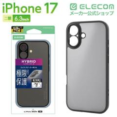 �G���R�� iPhone 17 �P�[�X �n�C�u���b�h �Ռ��z�� ���C�z���Ή����^���X�e�b�J�[�t �X�g���b�v�z�[���t �Ɍ��ی� �u���b�N��PM-A25AHVCK
