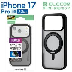 �G���R�� iPhone 17 Pro �P�[�X �n�C�u���b�h �Ռ��z�� MAGKEEP ���͋z�����C�����X�[�d�Ή� 360�x��]�X�^���h�t �u���b�N��PM-A25CMAGS