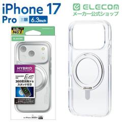 �G���R�� iPhone 17 Pro �P�[�X �n�C�u���b�h �Ռ��z�� MAGKEEP ���͋z�����C�����X�[�d�Ή� 360�x��]�X�^���h�t �V���o�[��PM-A25CMAGS
