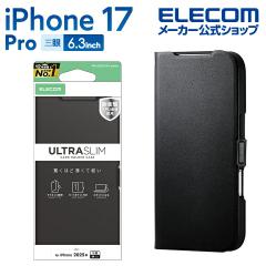 �G���R�� iPhone 17 Pro �p �蒠�^�P�[�X ���^ ���Εt iPhone17 Pro �蒠�^ �P�[�X �J�o�[ �u���b�N ��PM-A25CPLFUBK