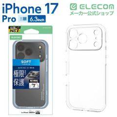 �G���R�� iPhone 17 Pro �P�[�X �\�t�g ���C�z���Ή����^���X�e�b�J�[�t �Ɍ��ی� �N���A��PM-A25CUCTKCR
