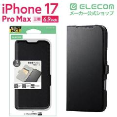 �G���R�� iPhone 17 Pro Max �P�[�X ���U�[ �蒠�^ �}�O�l�b�g �Ռ��z�� �X�g���b�v�z�[���t �X�^���h�@�\�t �u���b�N��PM-A25DPLFY3BK
