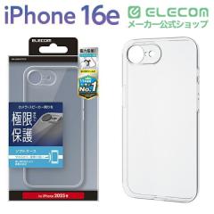 �G���R�� iPhone 16e �P�[�X �\�t�g �J�o�[ �Ռ��z�� �J���������Y�ی�݌v ���^���X�e�b�J�[�t �Ɍ��ی� �N���A��PM-A25SUCTKCR