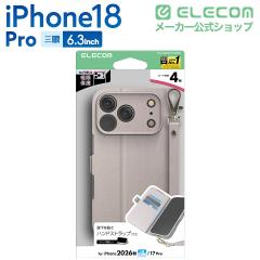 �G���R�� iPhone18 Pro �p �蒠�^�P�[�X �Ɍ� ���Εt �ϏՌ� �n���h�X�g���b�v�t �P�[�X �J�o�[ �O���[�W����PM-A26CPLFY4KGB