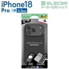 �G���R�� iPhone18 Pro �p �蒠�^�P�[�X �����^�C�v �Ɍ� MAGKEEP �P�[�X �J�o�[ �u���b�N��PM-A26CPLSPKMBK