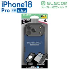 �G���R�� iPhone18 Pro �p �蒠�^�P�[�X �����^�C�v �Ɍ� MAGKEEP �P�[�X �J�o�[ �l�C�r�[��PM-A26CPLSPKMNV