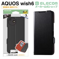 �G���R�� AQUOS wish6 �p �蒠�^�P�[�X �Ɍ� ���^ ���Εt �ϏՌ� �P�[�X �J�o�[ �u���b�N��PM-S261PLFU3KBK
