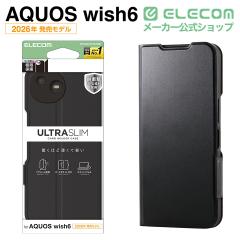 �G���R�� AQUOS wish6 �p �蒠�^�P�[�X �Ɍ� ���^ ���Εt �P�[�X �J�o�[ �u���b�N��PM-S261PLFUKBK