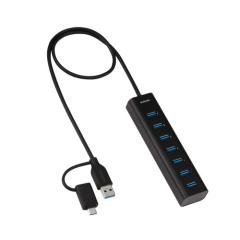 �G���R�� USB�n�u 7�|�[�g 5Gbps Type-C �ϊ� �A�_�v�^�[�t �Z���t�p���[�Ή� �u���b�N��U3HC-T070SBK