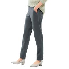 日本製 ウール100% 編み地切替Aラインセーター パープル ニット