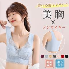冷感タイプ登場 ブラジャー ノンワイヤー レース ナイトブラ 育乳 バストアップ 大きいサイズ 速乾 伸縮 耐久 レディース ノン
