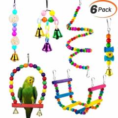【大満足の6点セット!】インコ バードトイ 鳥おもちゃ オウムブランコ 鳥グッズ 遊び場 バード セキセイインコ 文鳥 アスレチック 玩具