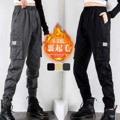 最安挑戦!カーゴパンツ レディース 裏起毛 ワークパンツ ハイウエスト 秋冬 ボトムス カーゴ カジュアル ゆったり 着痩せ おし