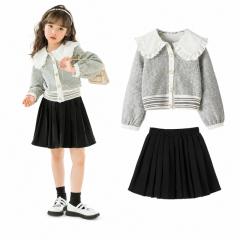 �Z�b�g�A�b�v ���̎q �L�b�Y �H�� �W���P�b�g �v���[�c�X�J�[�g 2�_�Z�b�g �t������ ���� �ʊw �V�w�� �q���� 110-170cm