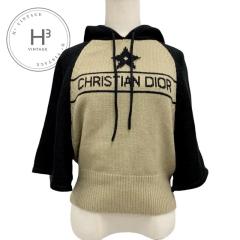 �N���X�`�����f�B�I�[�� CHRISTIAN DIOR �g�b�v�X �t�[�f�B �J�V�~�� �j�b�g ���� �x�[�W�� �u���b�N