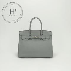 �G�����X HERMES �o�[�L��30 �o�[�L�� 30 �o�b�O �g�[�g�o�b�O �g�S �O�����G�b�g Gris mouette �O���[ Gray �V���o�[���� �n���h�o�b�O