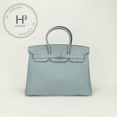 �G�����X HERMES �o�[�L��35 �o�[�L�� 35 �o�b�O �g�[�g�o�b�O �g�S �u���[���� Bleu Lin �u���[ Blue �� ���F �V���o�[���� �n���h�o�b