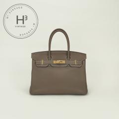 �G�����X HERMES �o�[�L��30 �o�[�L��30 �o�b�O �g�[�g�o�b�O �g�S �G�g�D�[�v Etoupe �O���[ Gray �S�[���h���� �n���h�o�b�O