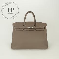 �G�����X HERMES �o�[�L��40 �o�[�L�� 40 �o�b�O �g�[�g�o�b�O �g�S �G�g�D�[�v Etoupe �O���[ Gray �V���o�[���� �n���h�o�b�O