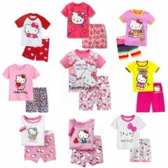 パジャマ 子供パジャマ 子ども こども 服 キティ キティちゃん ハロー キティ 半袖 半ズボン 綿100%  春用 夏用 秋用