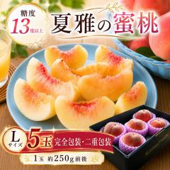 山梨の桃 もも モモ [夏雅の桃L5玉完全包装] 糖度13度以上 白桃 お中元