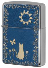 Zippo Wb|C^[ 200 Flat Bottom Metal Paint Plate 2MPP-Cat BL GP [։