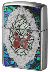 Zippo Wb|C^[ Butterfly and Rose Antique Nickel RD