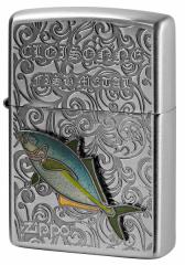 Zippo Wb|C^[ Vintage Cloisonne fish metal Salt Water Fish Be[W 󃁃^ AN-V}AW [։