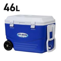クーラーボックス 46L 大容量 ハンドキャリー付き 排水口 キャンプ