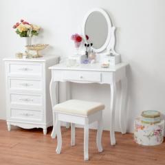 ドレッサー オーバルミラータイプ 幅75cm スツール付き ドレッサー