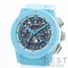 yÁzHUBLOT  AERO FUSION CHRONOGRAPH LIGHT BLUE CERAMIC TOMIYA SUPECIAL  Eu AGt[W NmOt Cgu[