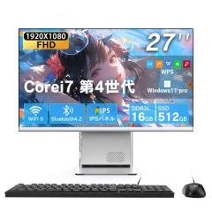 �f�X�N�g�b�v�p�\�R�� ��̌^ �V�i 27�C���` Windows11 Office�t Core i7 16GB SSD512GB IPS�t�� �J���� ���{��L�[�{�[�h �����ݒ��