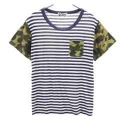 A BATHING APE アベイシングエイプ ボーダー カモフラ柄 半袖 Tシャツ 