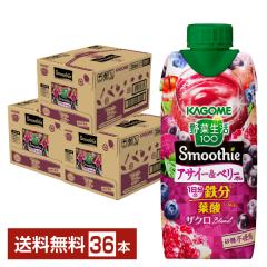 ��ؐ���100 Smoothie �A�T�C�[���x���[Mix �X���[�W�[ �J�S�� 330ml ���p�b�N 12�{�~3�P�[�X�i36�{�j ��������