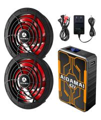 �y42V�ƊE�ŋ� 30000mAh�z��ƕ� �t�@���o�b�e���[�Z�b�g 5�i�K���ʒ��� �t�@���t���x�X�g 90mm�����a�Ή� �}���[�d��t�� ����