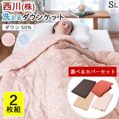【布団カバーセット/2枚組】肌掛け布団 ダウンケット シングル 洗える 西川 夏用 羽毛 肌布団 吸湿 放湿 ムレにくい 冷房 ウォッシャブル