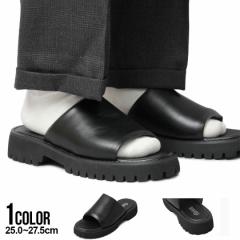お取り寄せ商品 厚底サンダル メンズ 靴 ベルト クッション ハイソール 歩きやすい スポーツ ブランド シンプル 無地 黒 ブラック 韓国系