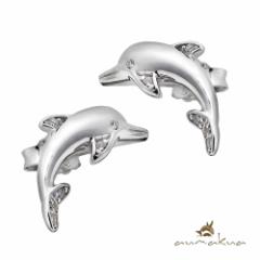 ハワイアンジュエリー ピアス レディース ドルフィン イルカ キュービックジルコニア 両耳 シルバー925 aumakua 001-12-01 母の日 ギフト