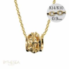 ハワイアンジュエリー ネックレス レディース プルメリア バレル 樽 イエローゴールド K14 14金 K14カットあずきチェーン太さ0.9mm CG-GP
