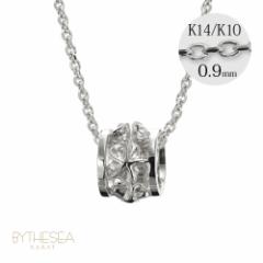 ハワイアンジュエリー ネックレス レディース プルメリア バレル 樽 ホワイトゴールド K14 14金 K14カットあずきチェーン太さ0.9mm CG-GP