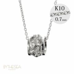 ハワイアンジュエリー ネックレス レディース プルメリア バレル 樽 ホワイトゴールド K14 14金 K10あずきチェーン太さ0.7mm CG-GP105W 