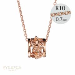 ハワイアンジュエリー ネックレス レディース ハイビスカス バレル 樽 ピンクゴールド K14 14金 K10あずきチェーン太さ0.7mm CG-GP106R 