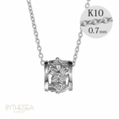 ハワイアンジュエリー ネックレス レディース ハイビスカス バレル 樽 ホワイトゴールド K14 14金 K10あずきチェーン太さ0.7mm CG-GP106W